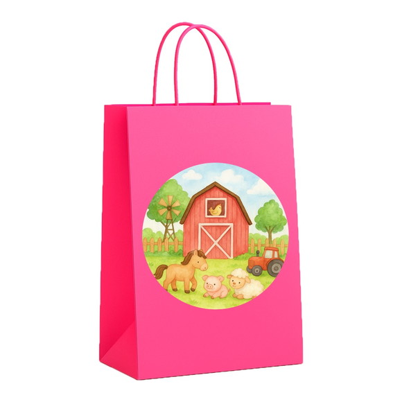 Sacola de Papel Personalizada Infantil Fazendinha Aquarela - Imagem 3