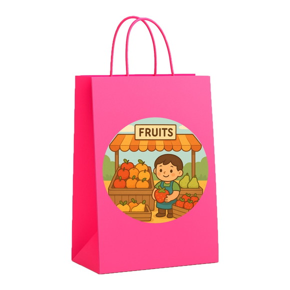 Sacola de Papel Personalizada Infantil Feira de Frutas - Imagem 3