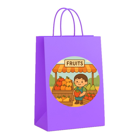 Sacola de Papel Personalizada Infantil Feira de Frutas - Imagem 4