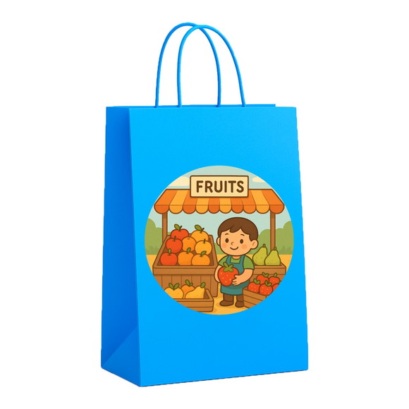 Sacola de Papel Personalizada Infantil Feira de Frutas - Imagem 2