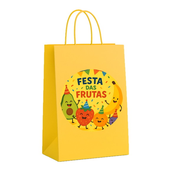 Sacola de Papel Personalizada Infantil Festa das Frutas