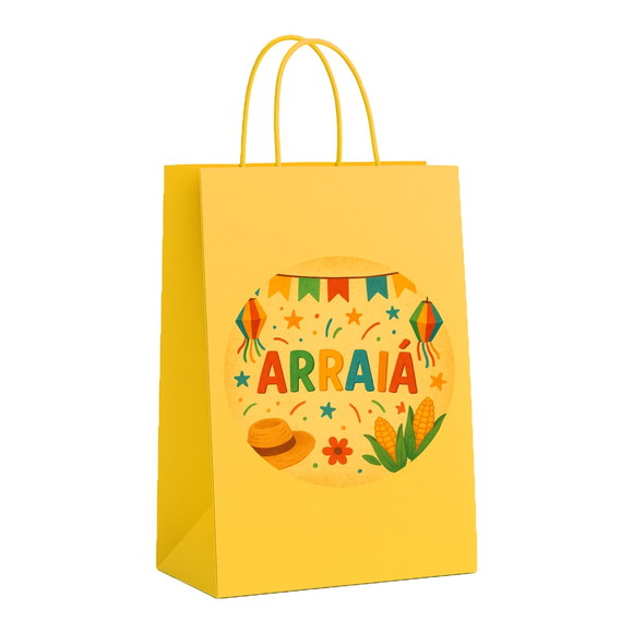 Sacola de Papel Personalizada Infantil Festa Junina Arraiá