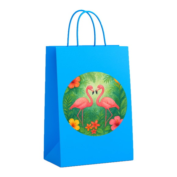 Sacola de Papel Personalizada Infantil Flamingo Aquarela - Imagem 2
