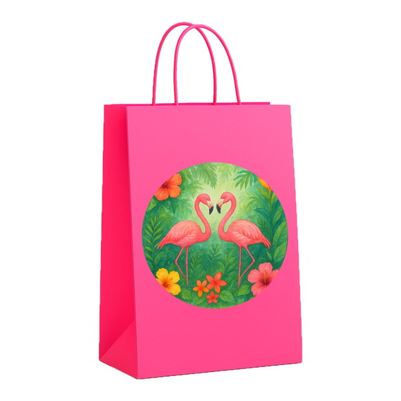 Sacola de Papel Personalizada Infantil Flamingo Aquarela - Imagem 3