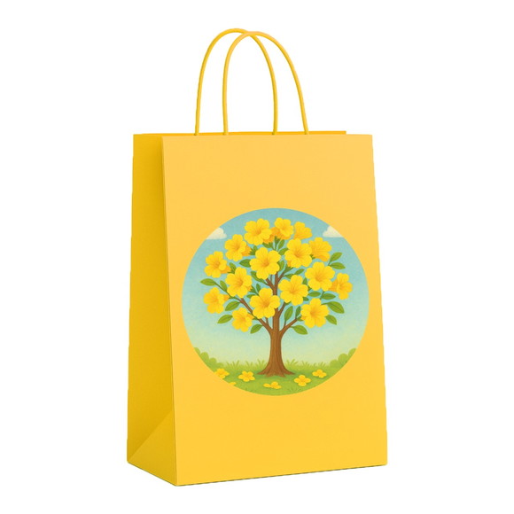 Sacola de Papel Personalizada Infantil Flor de Ipê Amarela