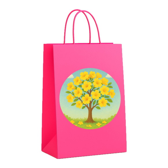 Sacola de Papel Personalizada Infantil Flor de Ipê Amarela - Imagem 3