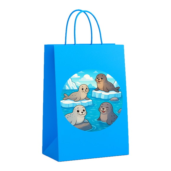 Sacola de Papel Personalizada Infantil Focas - Imagem 2