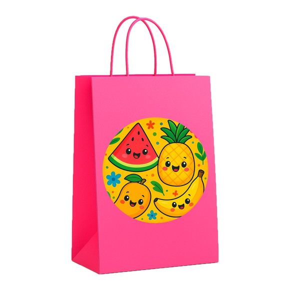 Sacola de Papel Personalizada Infantil Frutas Tropicais - Imagem 3