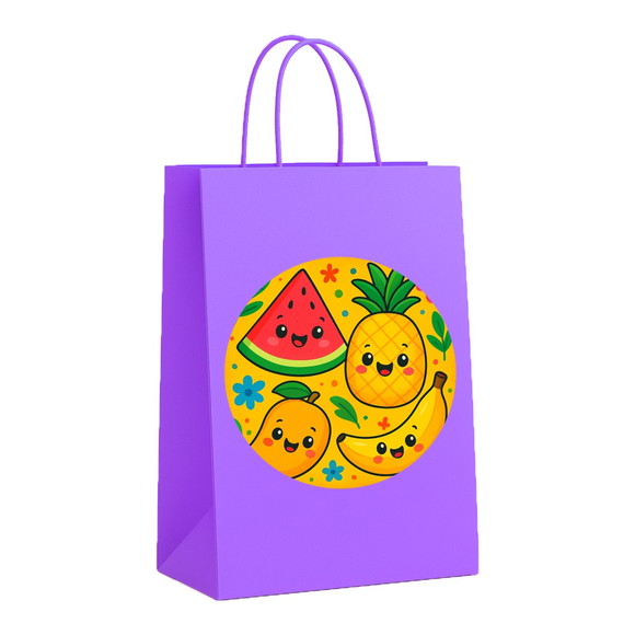 Sacola de Papel Personalizada Infantil Frutas Tropicais - Imagem 4