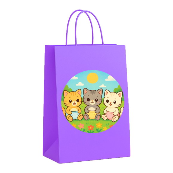 Sacola de Papel Personalizada Infantil Gatinhos Baby - Imagem 3