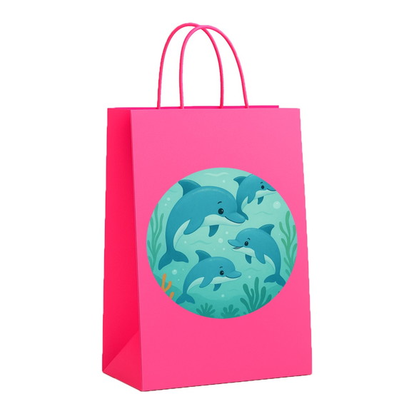 Sacola de Papel Personalizada Infantil Golfinhos - Imagem 3