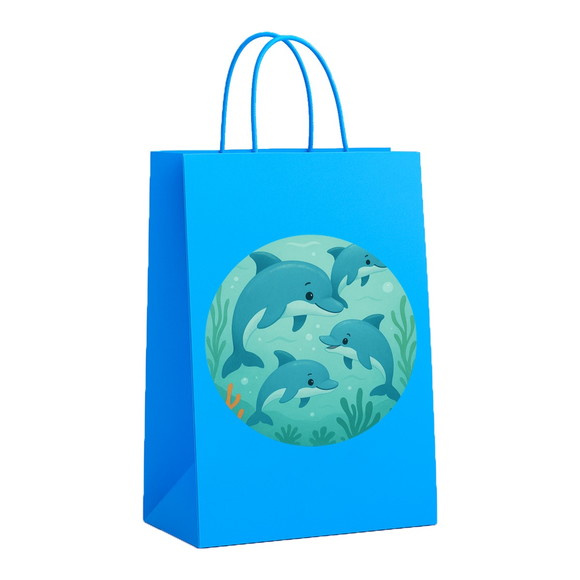 Sacola de Papel Personalizada Infantil Golfinhos - Imagem 2