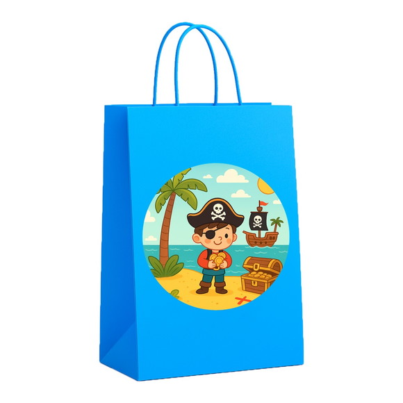 Sacola de Papel Personalizada Infantil Ilha Pirata - Imagem 2