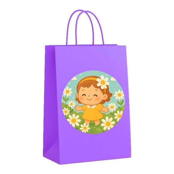 Sacola de Papel Personalizada Infantil Jardim das Margaridas - Imagem 2