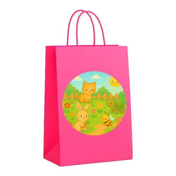 Sacola de Papel Personalizada Infantil Jardim dos Bichinhos - Imagem 3