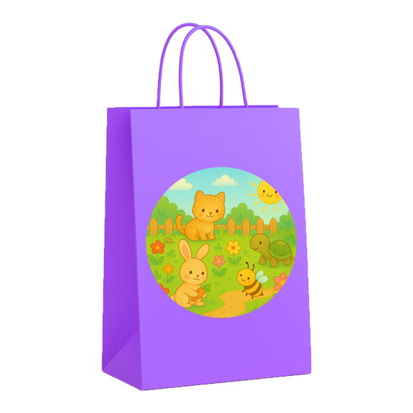 Sacola de Papel Personalizada Infantil Jardim dos Bichinhos - Imagem 4