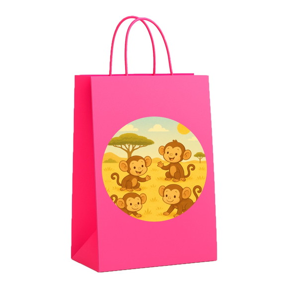 Sacola de Papel Personalizada Infantil Macaquinhos - Imagem 3