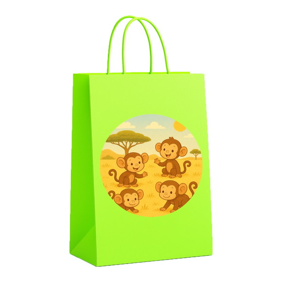 Sacola de Papel Personalizada Infantil Macaquinhos - Imagem 5