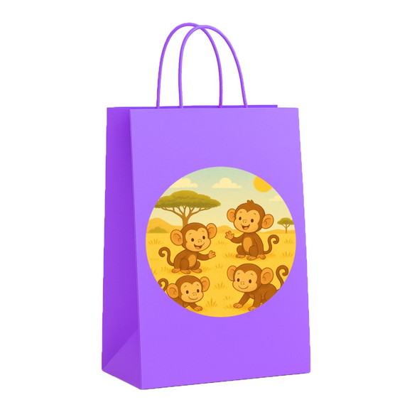 Sacola de Papel Personalizada Infantil Macaquinhos - Imagem 4