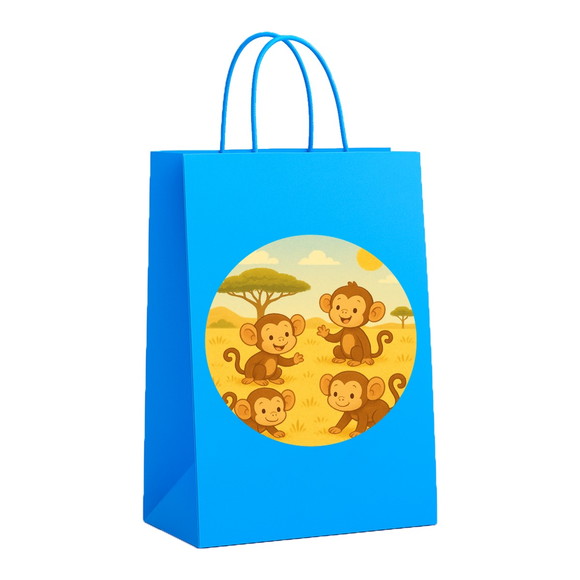 Sacola de Papel Personalizada Infantil Macaquinhos - Imagem 2