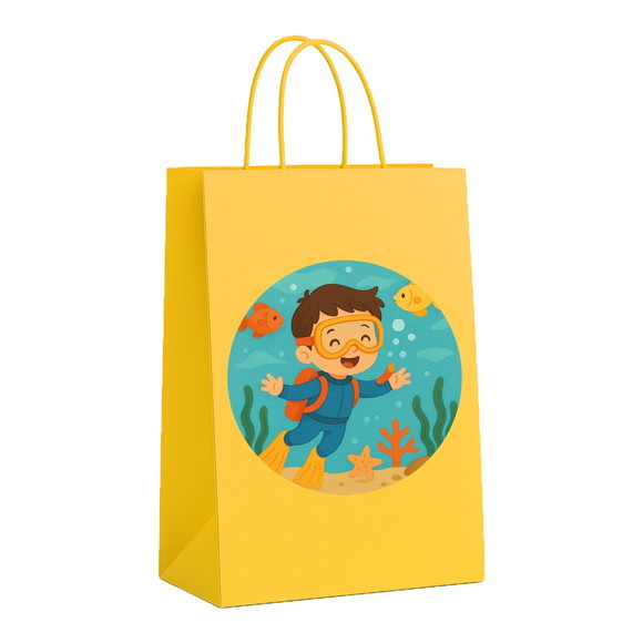Sacola de Papel Personalizada Infantil Menino Mergulhador