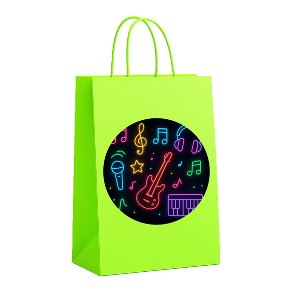Sacola de Papel Personalizada Infantil Neon Musical - Imagem 5