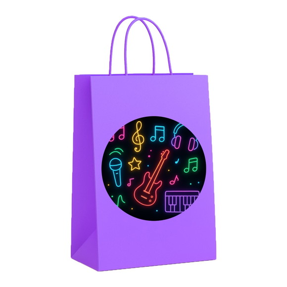 Sacola de Papel Personalizada Infantil Neon Musical - Imagem 4