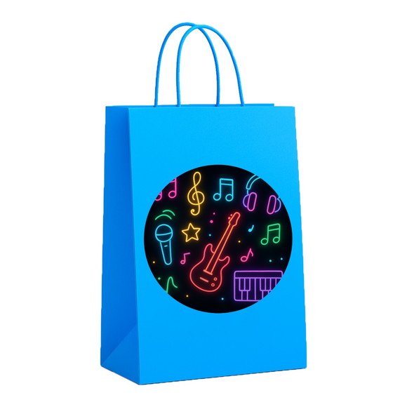 Sacola de Papel Personalizada Infantil Neon Musical - Imagem 2