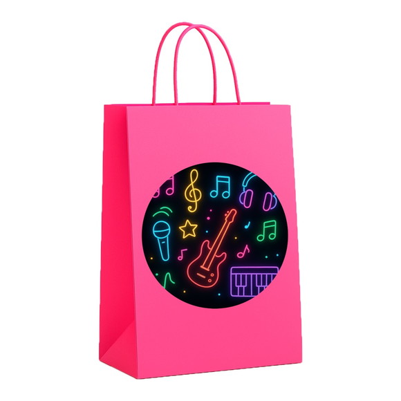 Sacola de Papel Personalizada Infantil Neon Musical - Imagem 3