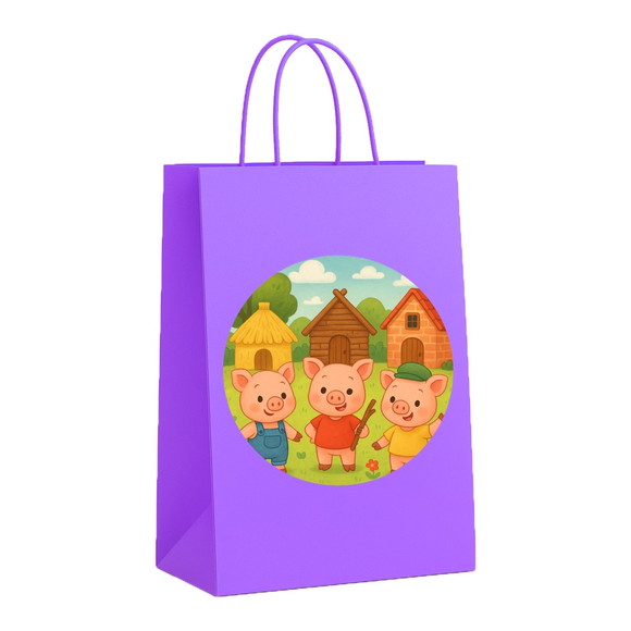 Sacola de Papel Personalizada Infantil os Três Porquinhos - Imagem 4