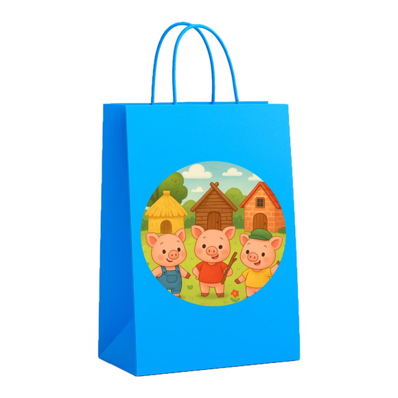 Sacola de Papel Personalizada Infantil os Três Porquinhos - Imagem 2