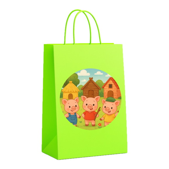 Sacola de Papel Personalizada Infantil os Três Porquinhos - Imagem 5