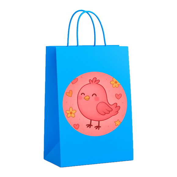 Sacola de Papel Personalizada Infantil Passarinho Rosa - Imagem 2