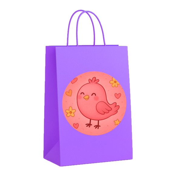 Sacola de Papel Personalizada Infantil Passarinho Rosa - Imagem 4