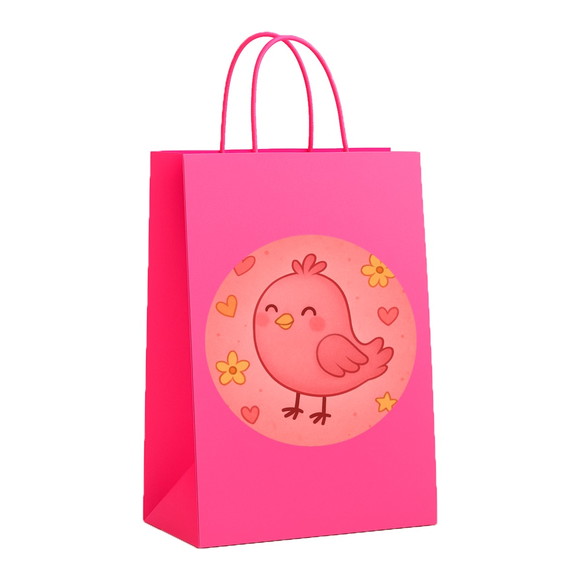 Sacola de Papel Personalizada Infantil Passarinho Rosa - Imagem 3