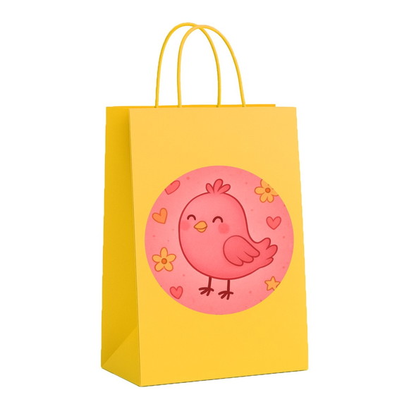 Sacola de Papel Personalizada Infantil Passarinho Rosa