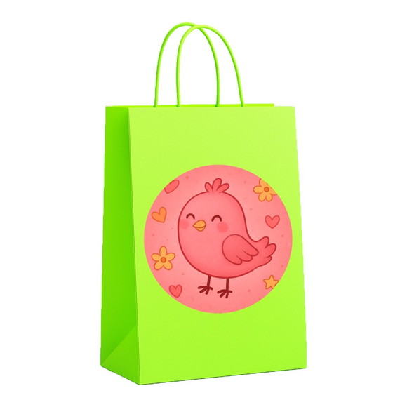 Sacola de Papel Personalizada Infantil Passarinho Rosa - Imagem 5