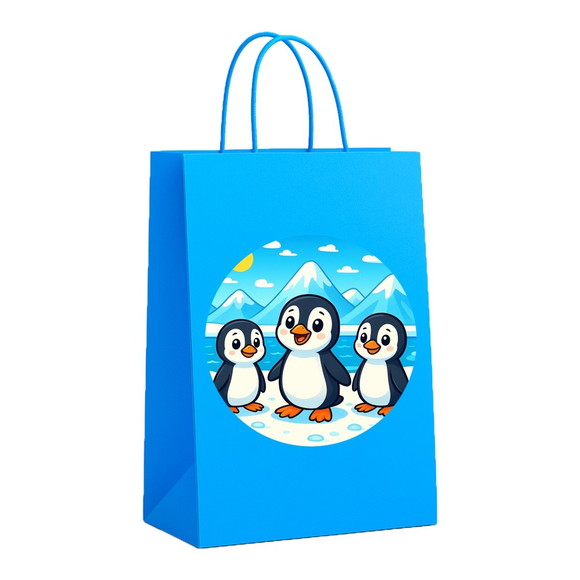 Sacola de Papel Personalizada Infantil Pinguins - Imagem 2