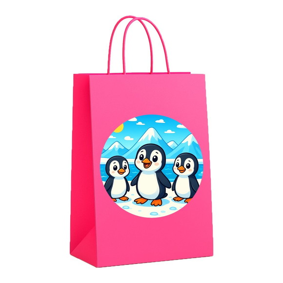 Sacola de Papel Personalizada Infantil Pinguins - Imagem 3