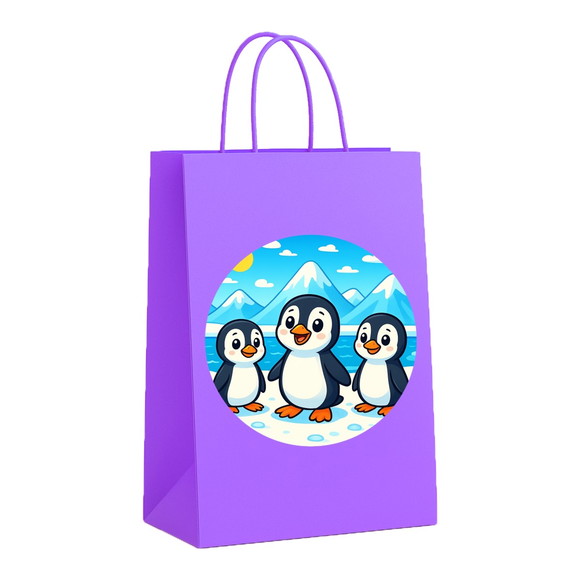 Sacola de Papel Personalizada Infantil Pinguins - Imagem 4