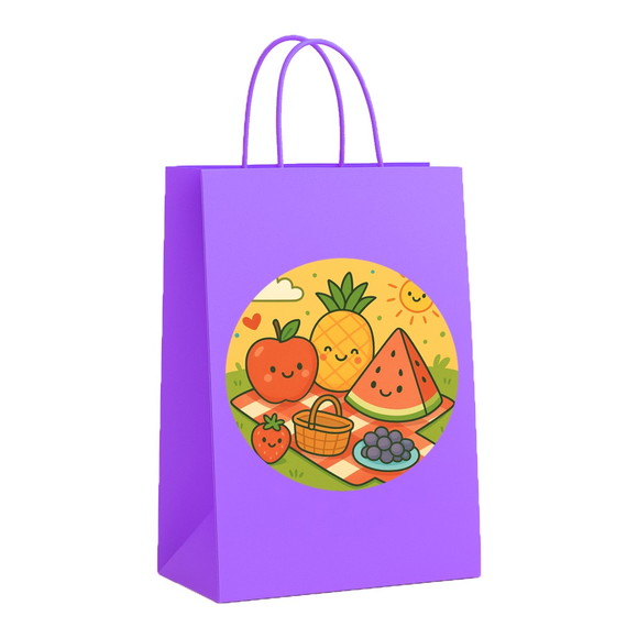 Sacola de Papel Personalizada Infantil Piquenique das Frutas - Imagem 4
