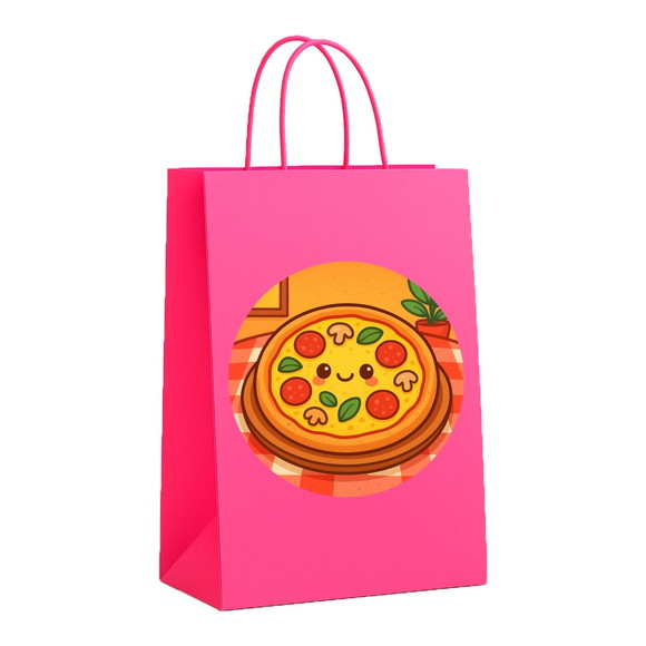 Sacola de Papel Personalizada Infantil Pizza Divertida - Imagem 3