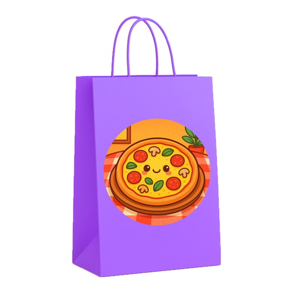Sacola de Papel Personalizada Infantil Pizza Divertida - Imagem 4