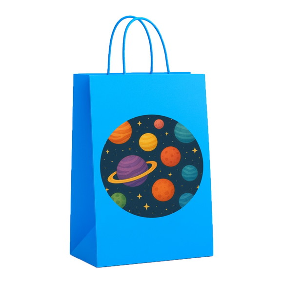 Sacola de Papel Personalizada Infantil Planetas Coloridos - Imagem 2
