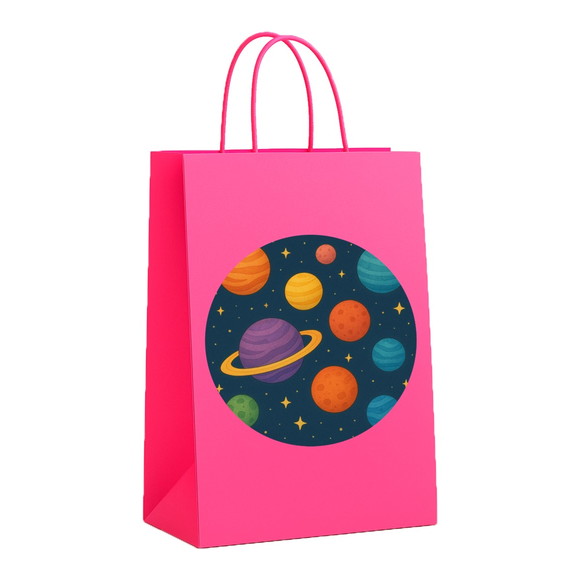 Sacola de Papel Personalizada Infantil Planetas Coloridos - Imagem 3