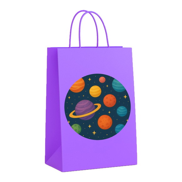 Sacola de Papel Personalizada Infantil Planetas Coloridos - Imagem 4