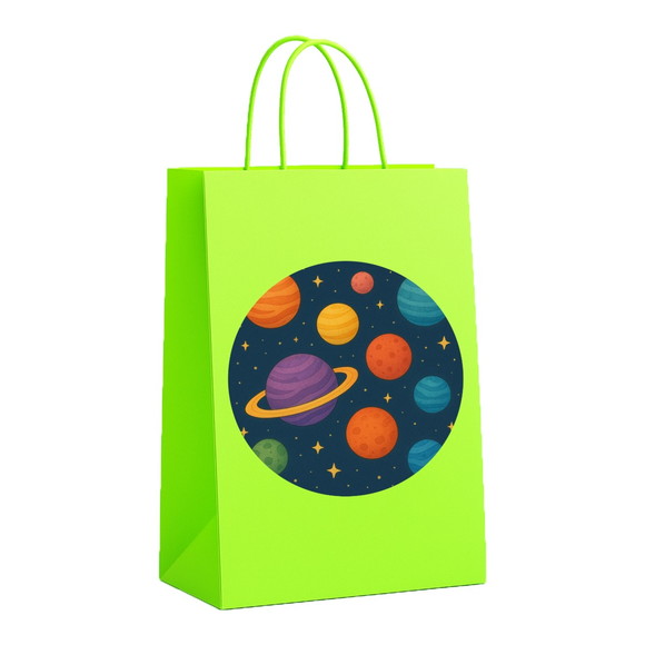 Sacola de Papel Personalizada Infantil Planetas Coloridos - Imagem 5