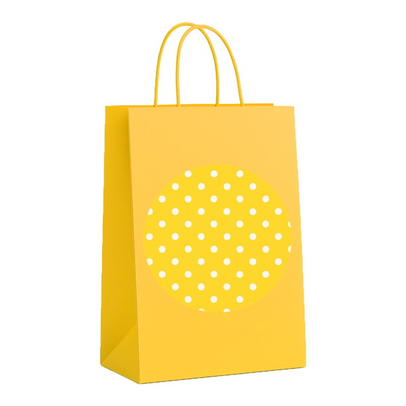 Sacola de Papel Personalizada Infantil Poá Amarelo
