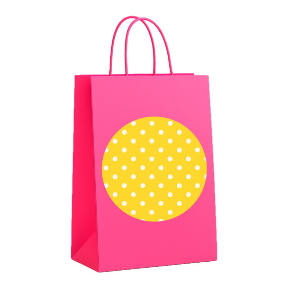 Sacola de Papel Personalizada Infantil Poá Amarelo - Imagem 3