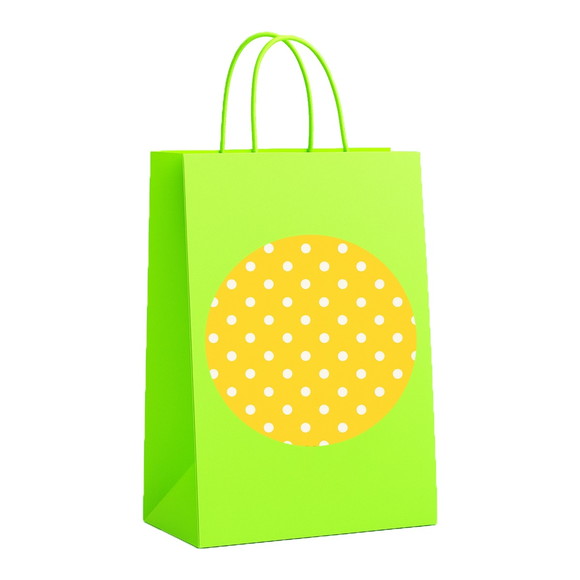 Sacola de Papel Personalizada Infantil Poá Amarelo - Imagem 5